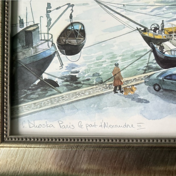 19 1/2 x 15 1/2 framed painting print of Paris eiffel tour st-alexander bridge - Picture 2 of 5